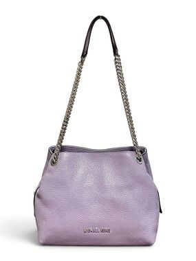 Michael Kors Lilac Pebbled Leather Shoulder Tote with Silver Chain EUC